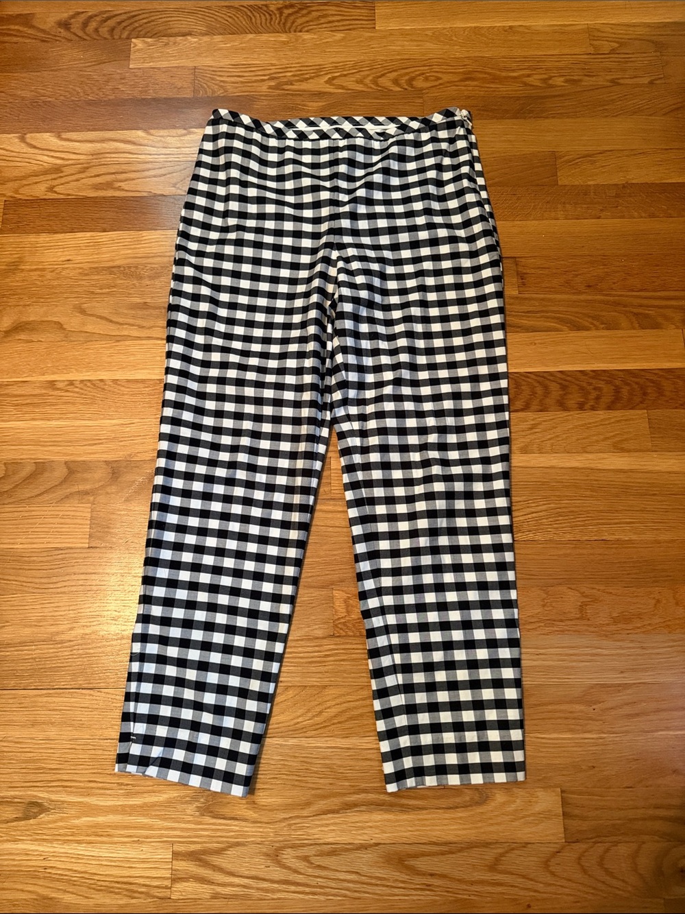 Talbots Black and White Gingham Cropped Pull-On Pants